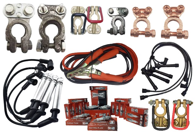 Bornes - Cables de batería - Cable auxiliar - Cable de Bujía - Bujias