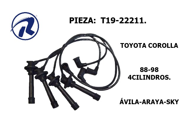 Cable bujia toyota corolla 88-98. Còd. T19-22211