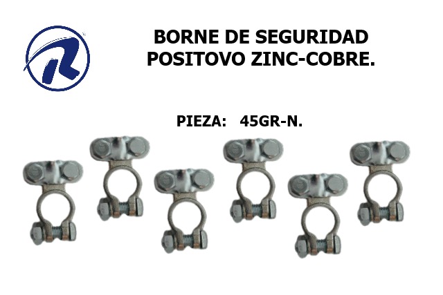 Borne 45gr.negativo-zinc-cobre. Còd. 45GR-N
