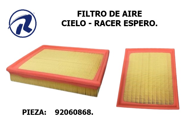 filtro aire cielo-racer-espero. Cód. 92060868